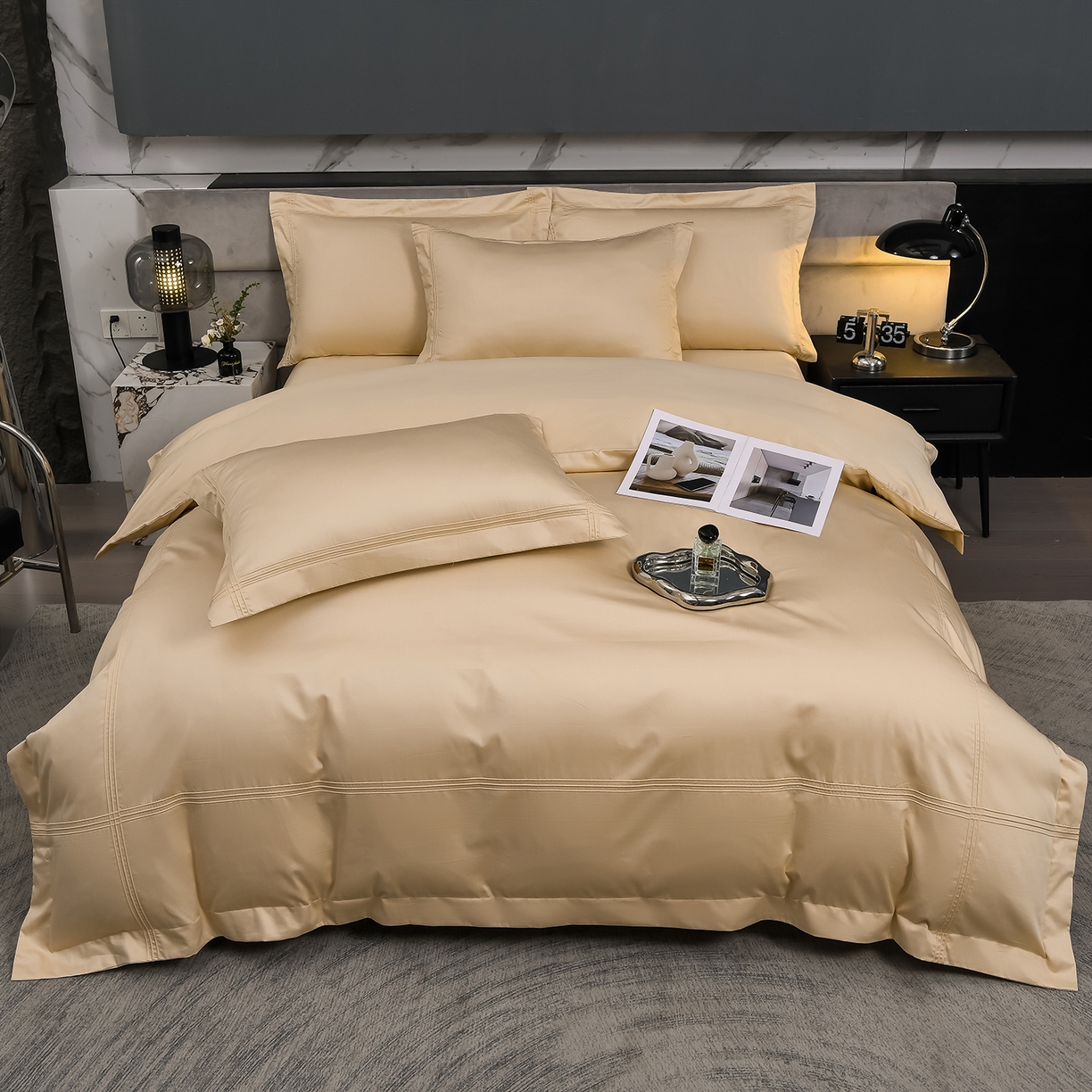 91家纺网 家纺一手货源 找家纺 润淳家居 2025新款100支新疆长绒棉四件套纯棉四件套全棉四件套 梦幻 圣殿驼