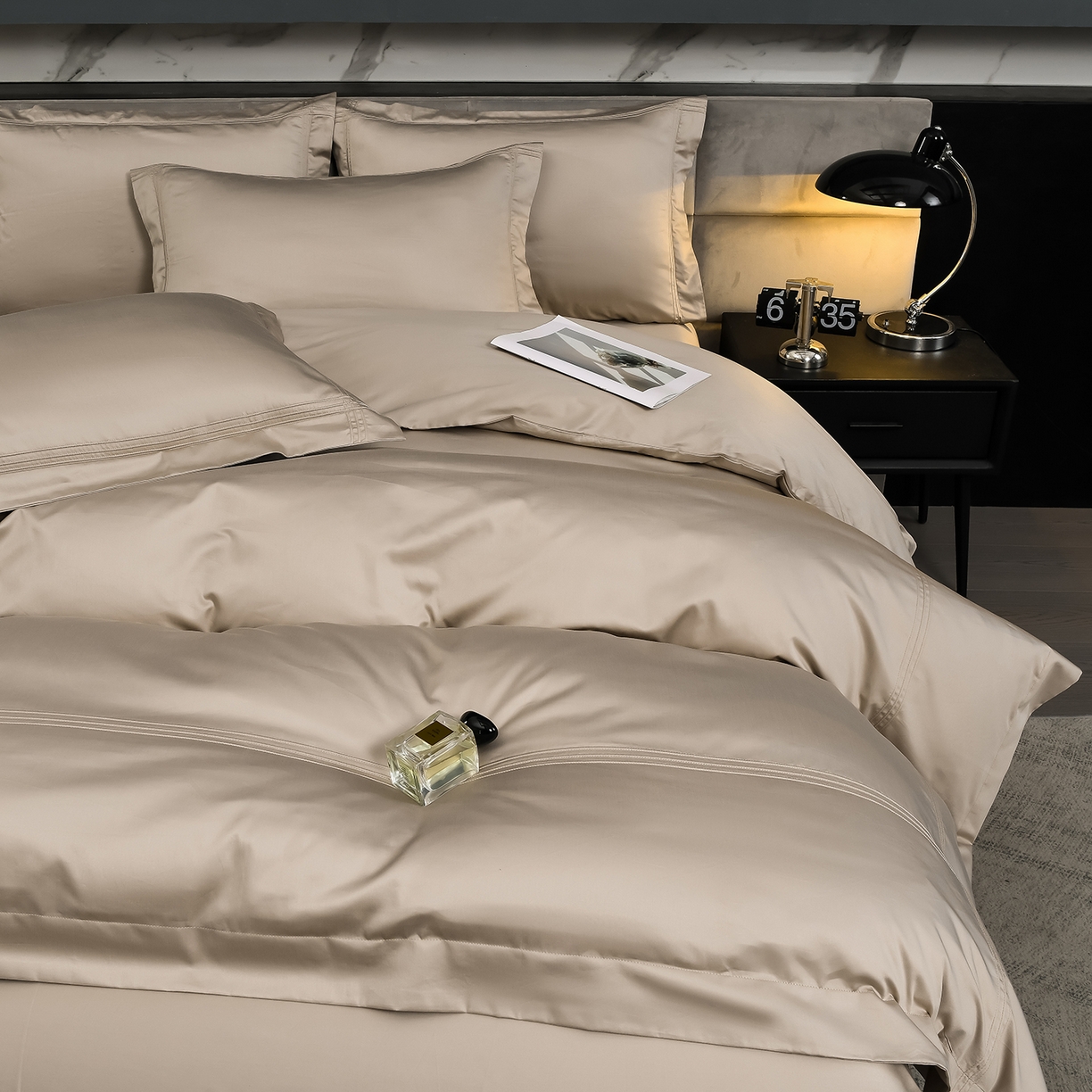 91家纺网 家纺一手货源 找家纺 润淳家居 2025新款100支新疆长绒棉四件套纯棉四件套全棉四件套 梦幻 烟灰紫