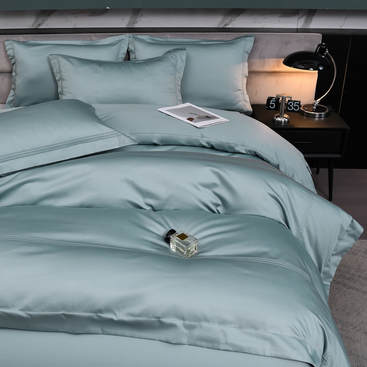 91家纺网 家纺一手货源 找家纺 润淳家居 2025新款100支新疆长绒棉四件套纯棉四件套全棉四件套 梦幻 星耀蓝