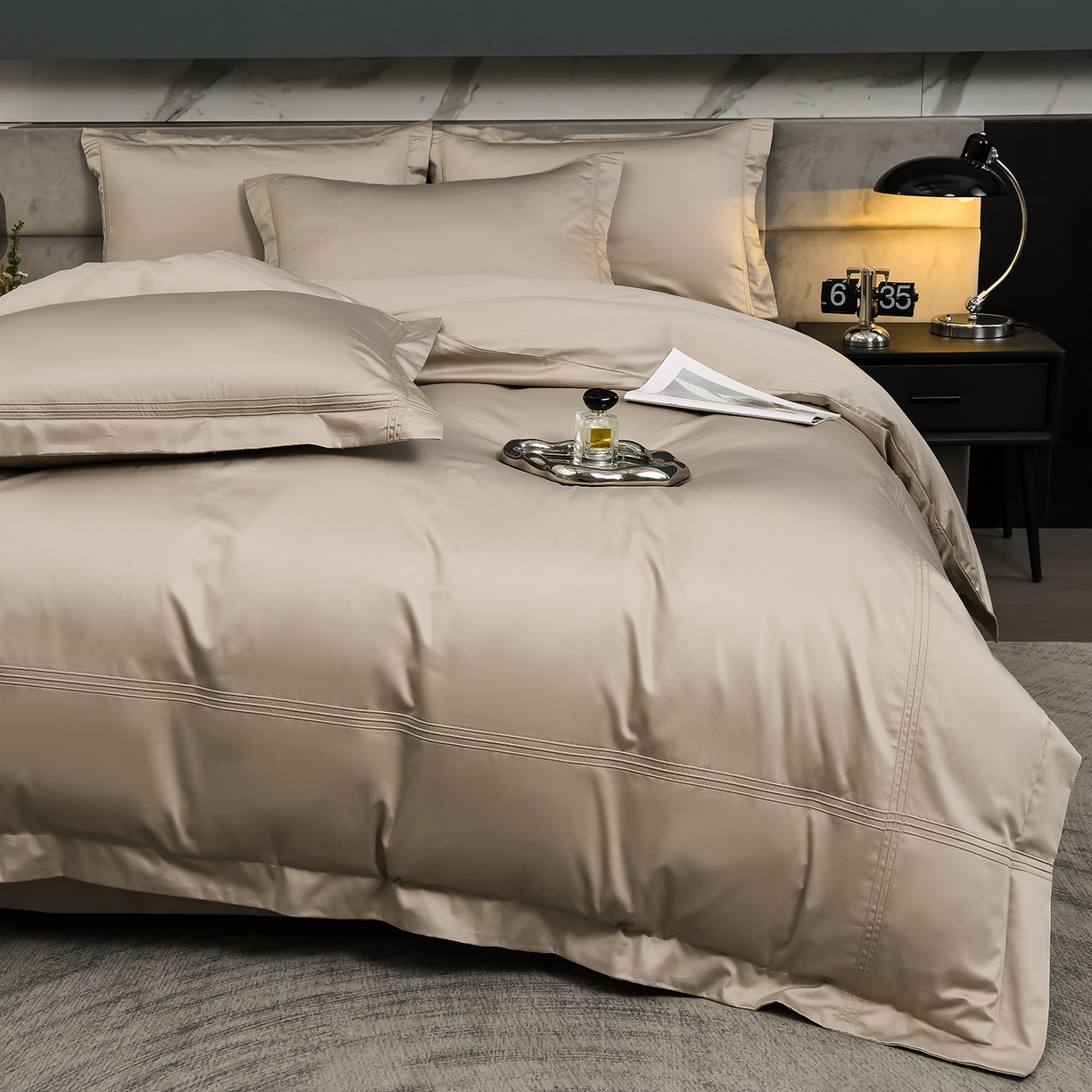 91家纺网 家纺一手货源 找家纺 润淳家居 2025新款100支新疆长绒棉四件套纯棉四件套全棉四件套 梦幻 烟灰紫