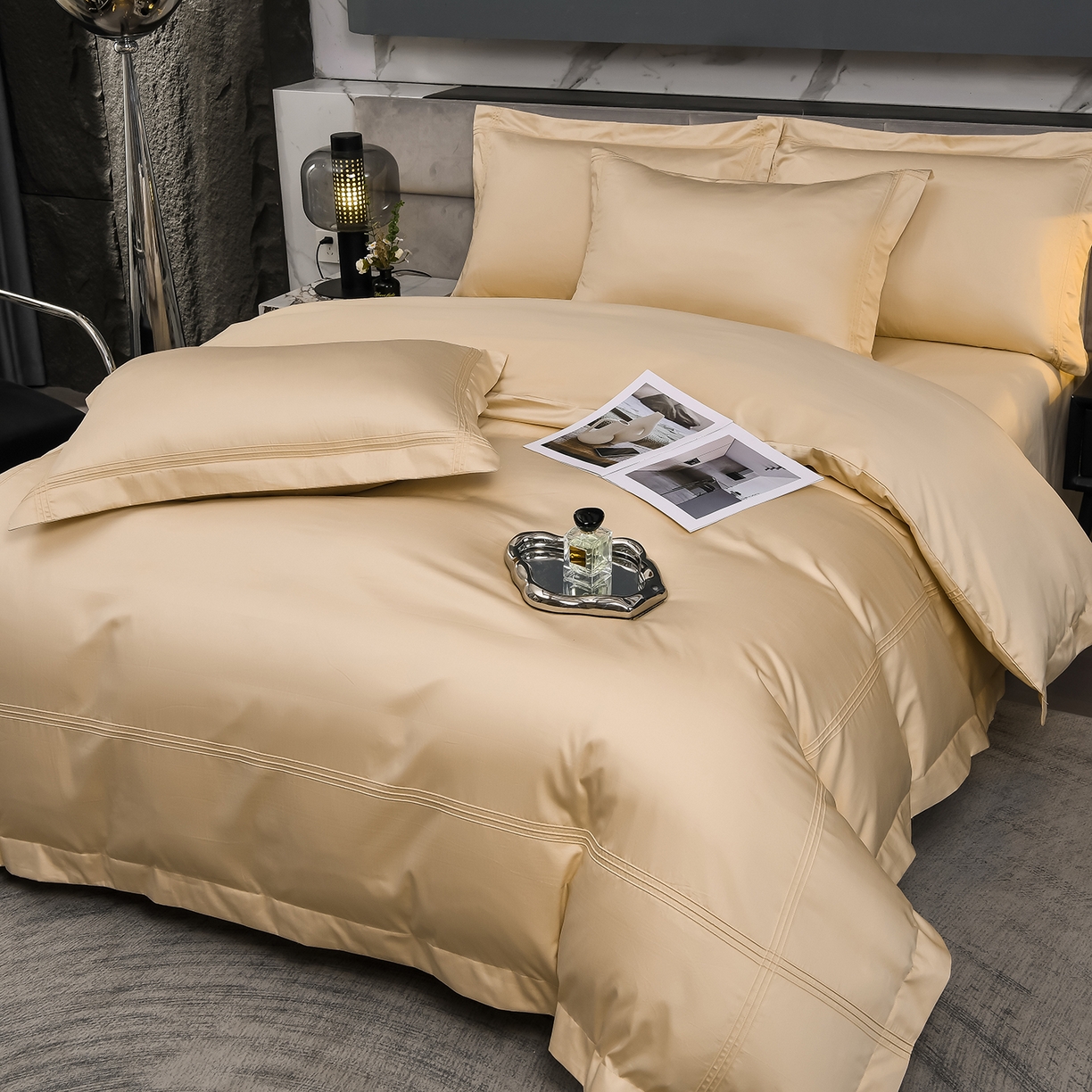 91家纺网 家纺一手货源 找家纺 润淳家居 2025新款100支新疆长绒棉四件套纯棉四件套全棉四件套 梦幻 圣殿驼