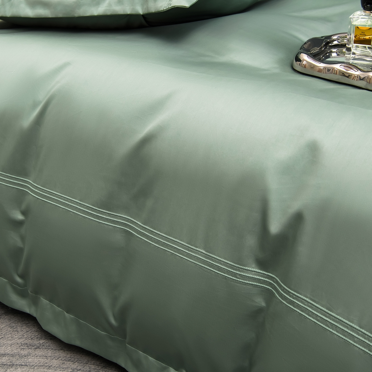 91家纺网 家纺一手货源 找家纺 润淳家居 2025新款100支新疆长绒棉四件套纯棉四件套全棉四件套 梦幻 灰湖绿