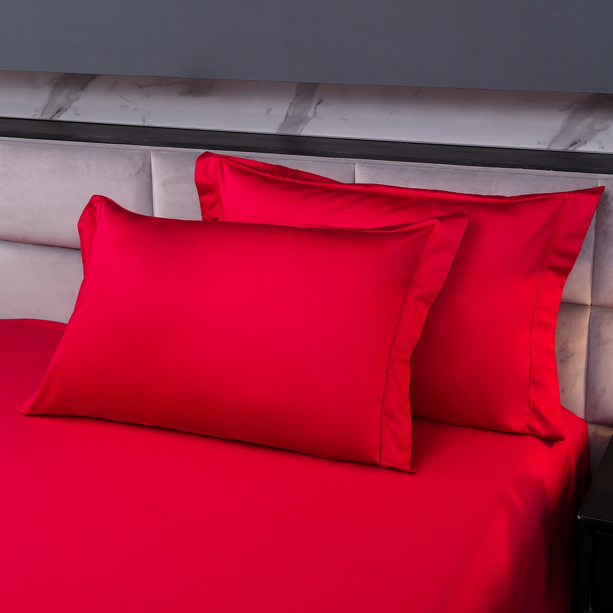 91家纺网 家纺一手货源 找家纺 润淳家居 2025新款100支新疆长绒棉四件套纯棉四件套全棉四件套 爱诺 康红