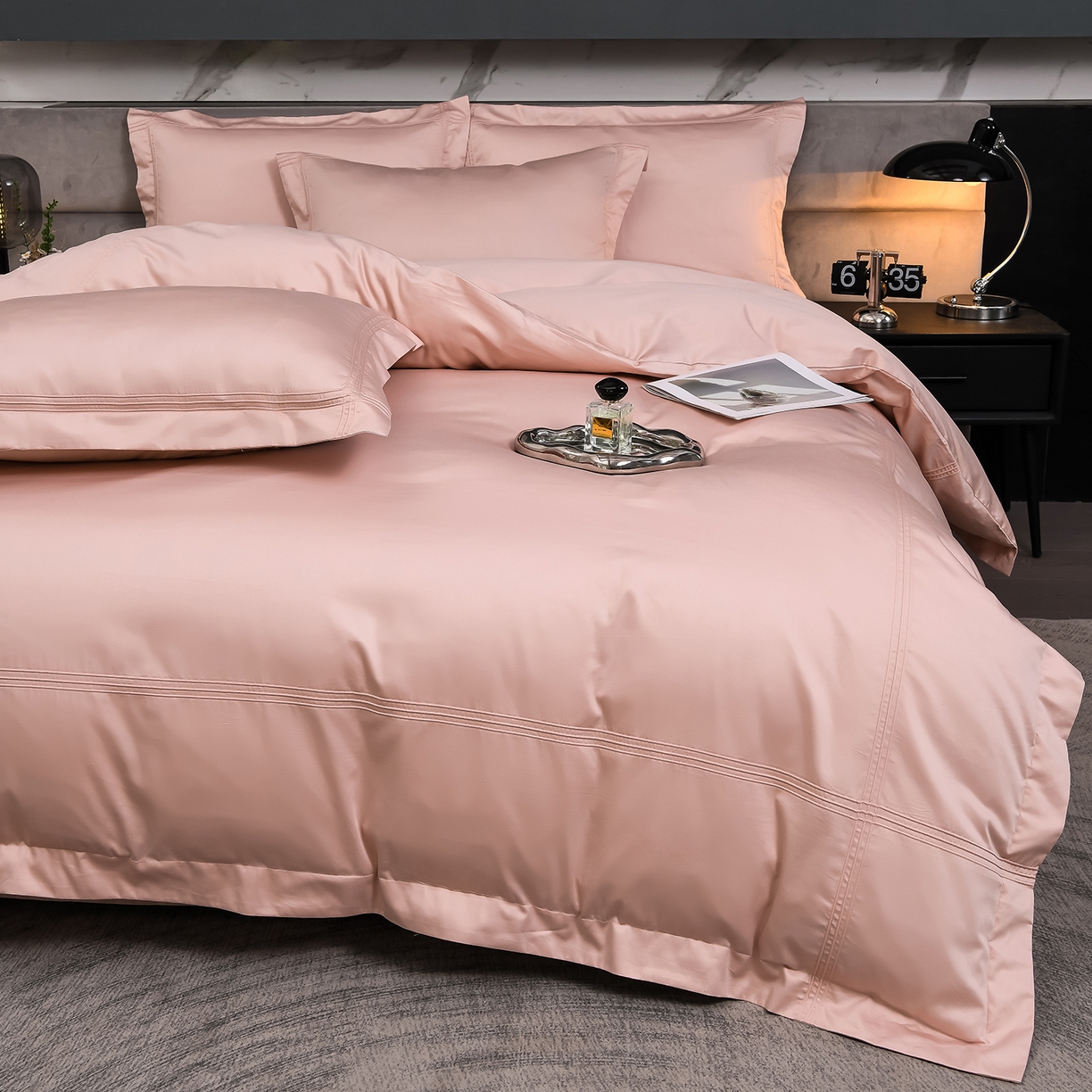 91家纺网 家纺一手货源 找家纺 润淳家居 2025新款100支新疆长绒棉四件套纯棉四件套全棉四件套 梦幻 唯美粉