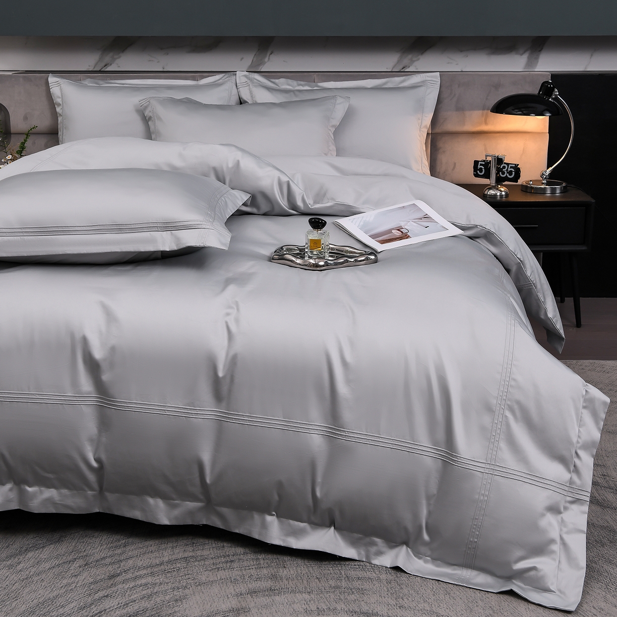 91家纺网 家纺一手货源 找家纺 润淳家居 2025新款100支新疆长绒棉四件套纯棉四件套全棉四件套 梦幻 繁星蓝