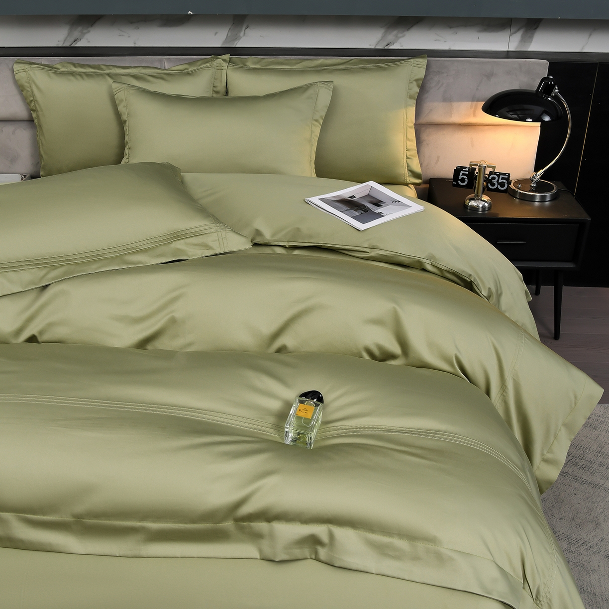 91家纺网 家纺一手货源 找家纺 润淳家居 2025新款100支新疆长绒棉四件套纯棉四件套全棉四件套 梦幻 青灰绿