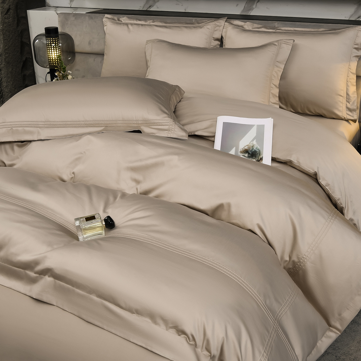 91家纺网 家纺一手货源 找家纺 润淳家居 2025新款100支新疆长绒棉四件套纯棉四件套全棉四件套 梦幻 烟灰紫