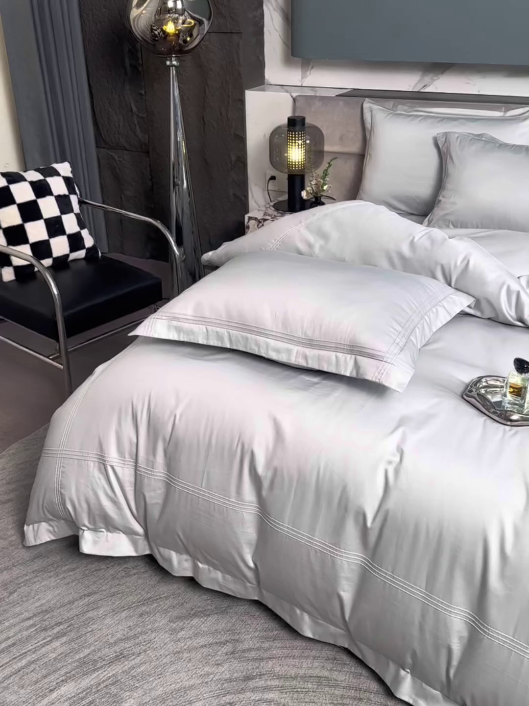 91家纺网 家纺一手货源 找家纺 润淳家居 2025新款100支新疆长绒棉四件套纯棉四件套全棉四件套 梦幻 繁星蓝