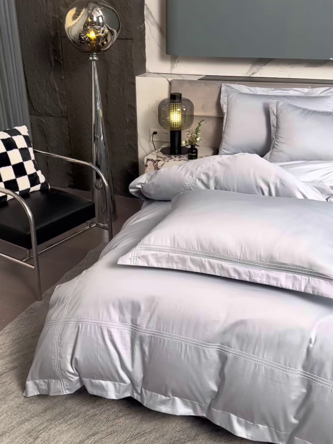 91家纺网 家纺一手货源 找家纺 润淳家居 2025新款100支新疆长绒棉四件套纯棉四件套全棉四件套 梦幻 水波蓝