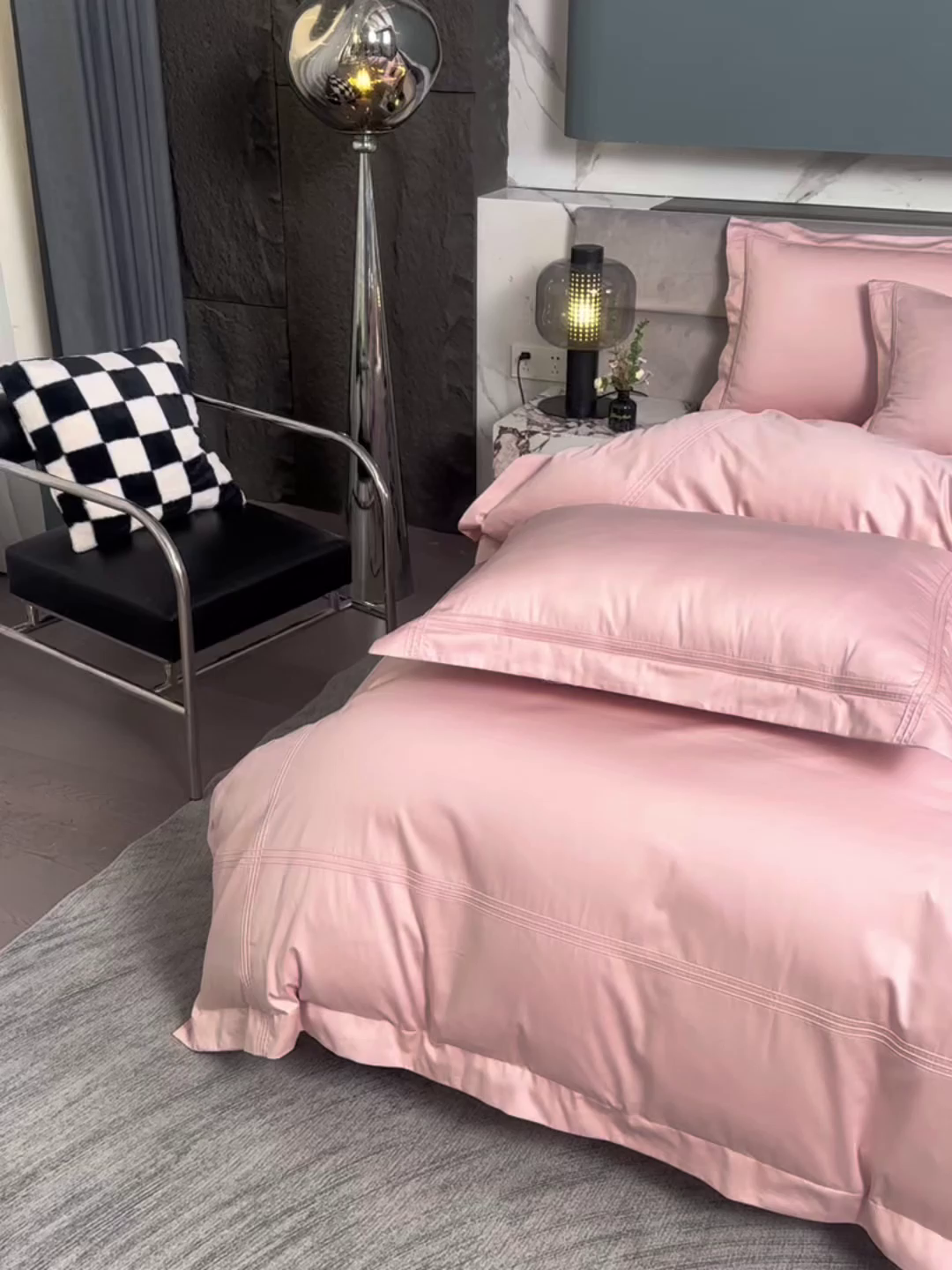 91家纺网 家纺一手货源 找家纺 润淳家居 2025新款100支新疆长绒棉四件套纯棉四件套全棉四件套 梦幻 唯美粉