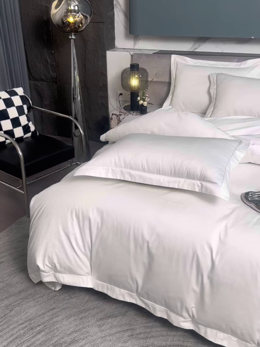 91家纺网 家纺一手货源 找家纺 润淳家居 2025新款100支新疆长绒棉四件套纯棉四件套全棉四件套 爱诺 雪白