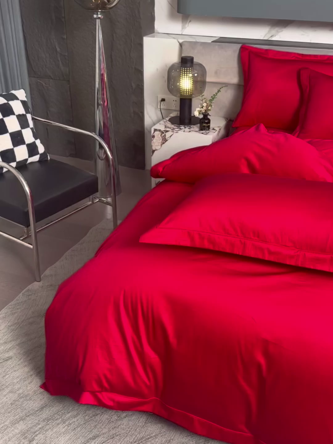 91家纺网 家纺一手货源 找家纺 润淳家居 2025新款100支新疆长绒棉四件套纯棉四件套全棉四件套 爱诺 康红