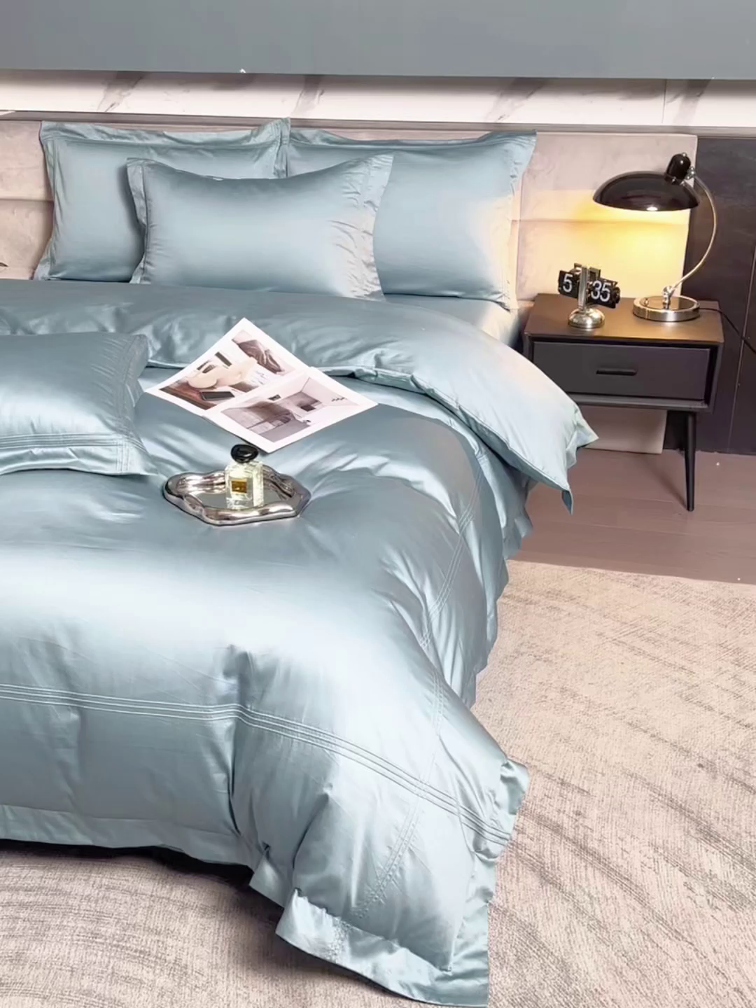 91家纺网 家纺一手货源 找家纺 润淳家居 2025新款100支新疆长绒棉四件套纯棉四件套全棉四件套 梦幻 星耀蓝