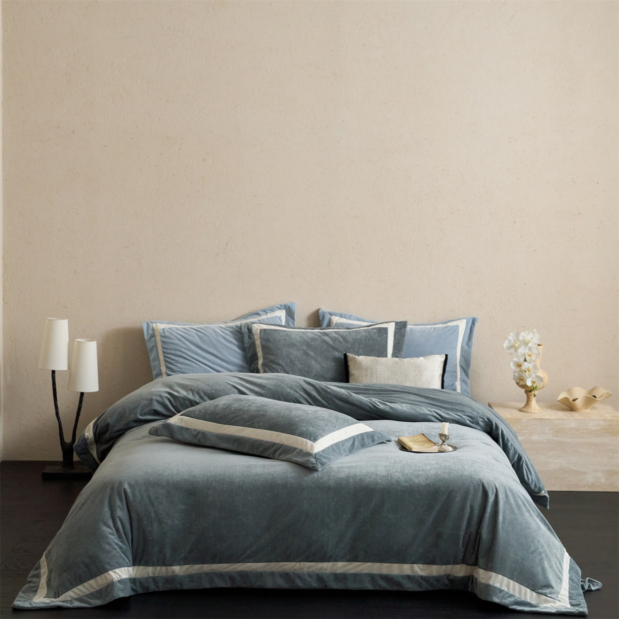 91家纺网 家纺一手货源 找家纺 121 2025新款轻奢新法式德芙绒宝宝绒婴儿绒短毛绒牛奶绒四件套床单被套 繁华-草木灰