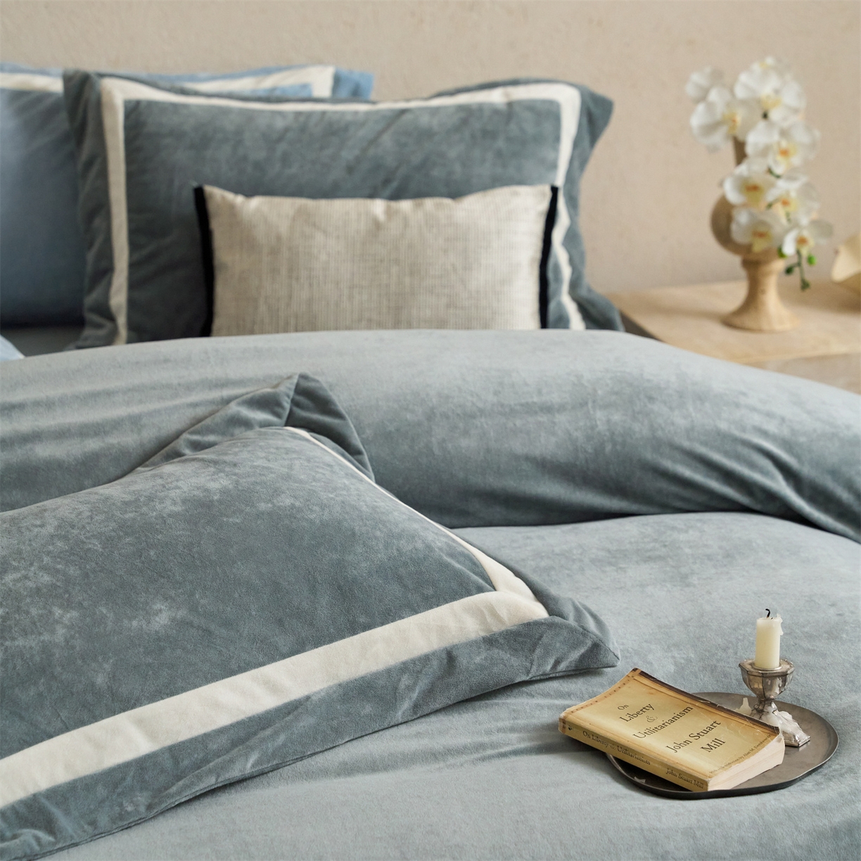 91家纺网 家纺一手货源 找家纺 121 2025新款轻奢新法式德芙绒宝宝绒婴儿绒短毛绒牛奶绒四件套床单被套 繁华-草木灰