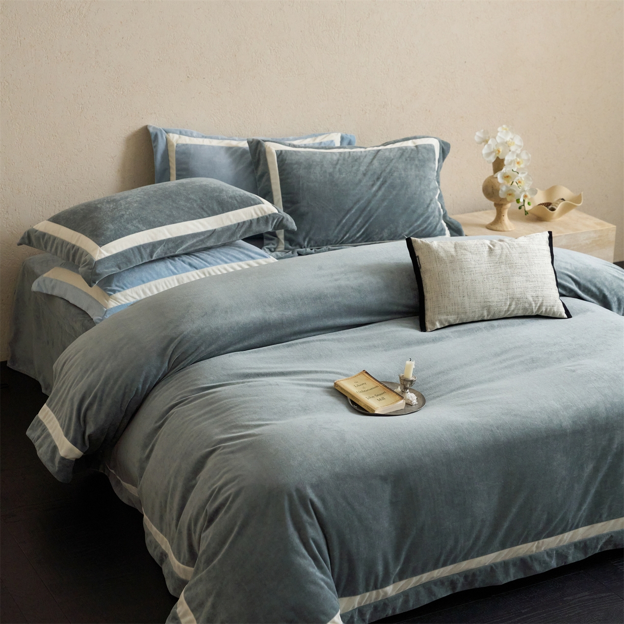 121 2025新款轻奢新法式德芙绒宝宝绒婴儿绒短毛绒牛奶绒四件套床单被套 繁华-草木灰