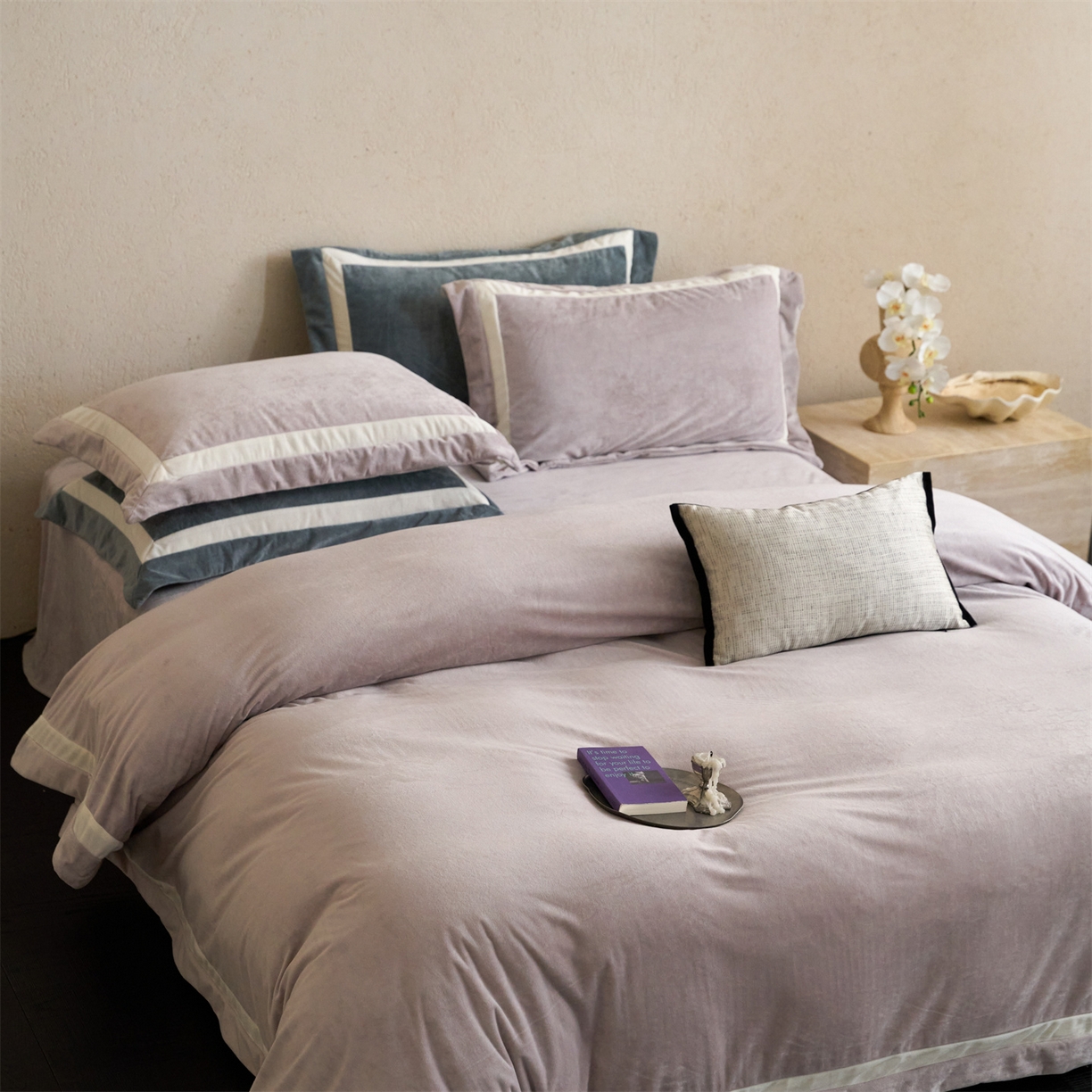 121 2025新款轻奢新法式德芙绒宝宝绒婴儿绒短毛绒牛奶绒四件套床单被套 繁华-浪漫紫