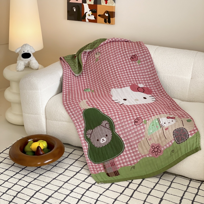 91家纺网 家纺一手货源 找家纺 麻依 2025新款软萌纱布浴巾四层全棉纱布浴巾 凯蒂时光 80*160