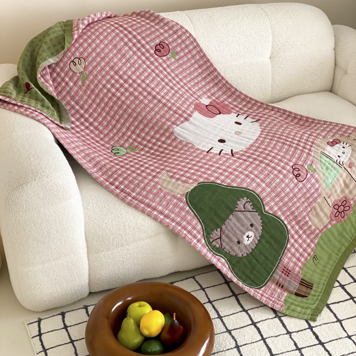 91家纺网 家纺一手货源 找家纺 麻依 2025新款软萌纱布浴巾四层全棉纱布浴巾 凯蒂时光 80*160