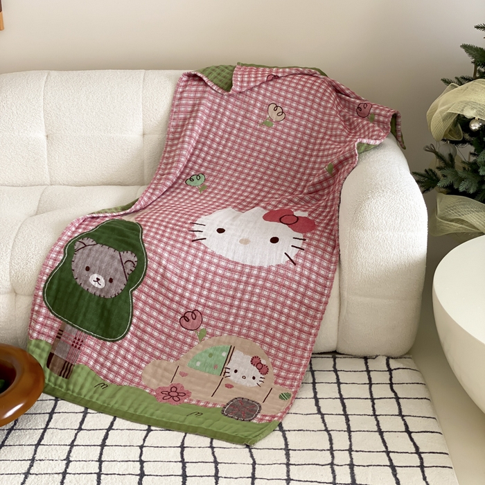 91家纺网 家纺一手货源 找家纺 麻依 2025新款软萌纱布浴巾四层全棉纱布浴巾 凯蒂时光 80*160