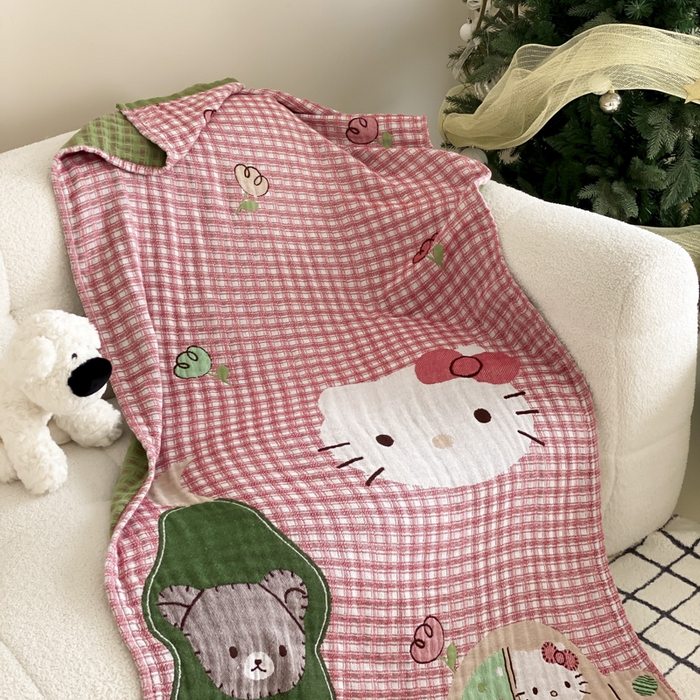 91家纺网 家纺一手货源 找家纺 麻依 2025新款软萌纱布浴巾四层全棉纱布浴巾 凯蒂时光 80*160