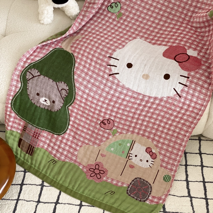 91家纺网 家纺一手货源 找家纺 麻依 2025新款软萌纱布浴巾四层全棉纱布浴巾 凯蒂时光 80*160