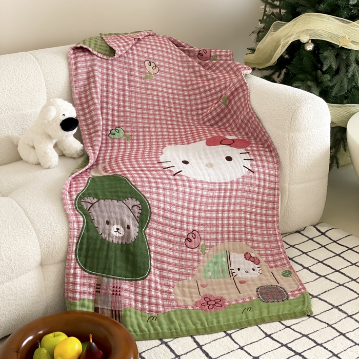 91家纺网 家纺一手货源 找家纺 麻依 2025新款软萌纱布浴巾四层全棉纱布浴巾 凯蒂时光 80*160