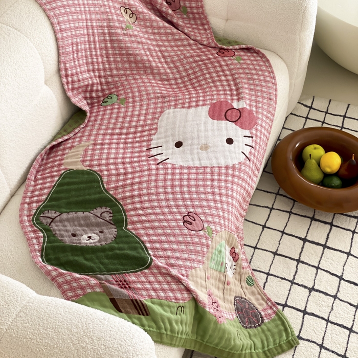 91家纺网 家纺一手货源 找家纺 麻依 2025新款软萌纱布浴巾四层全棉纱布浴巾 凯蒂时光 80*160