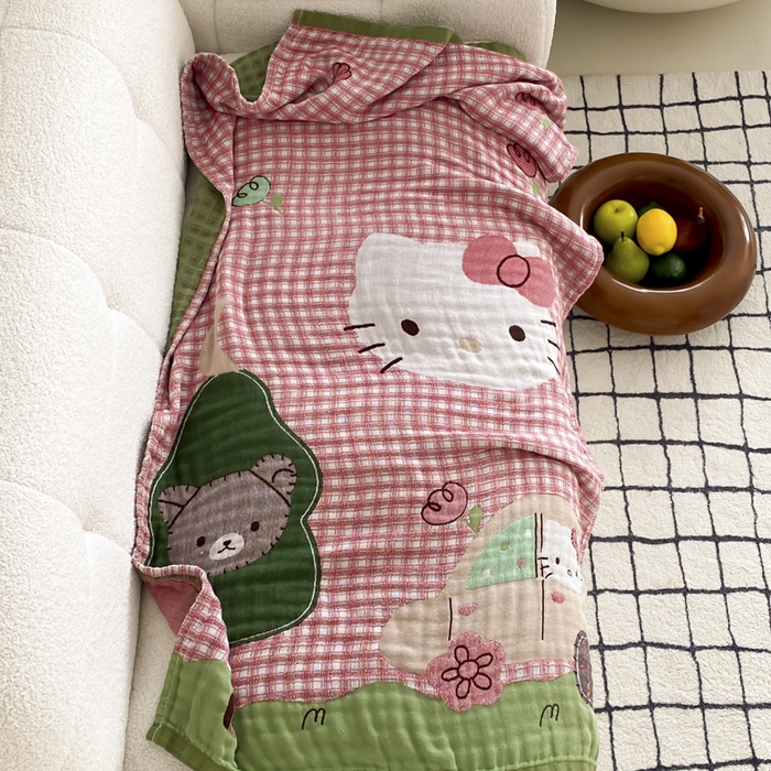 91家纺网 家纺一手货源 找家纺 麻依 2025新款软萌纱布浴巾四层全棉纱布浴巾 凯蒂时光 80*160