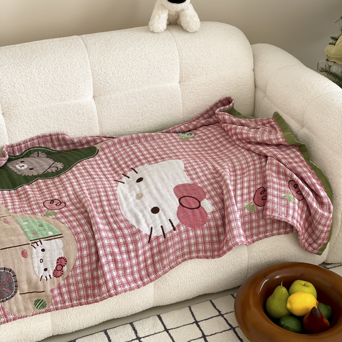 91家纺网 家纺一手货源 找家纺 麻依 2025新款软萌纱布浴巾四层全棉纱布浴巾 凯蒂时光 80*160