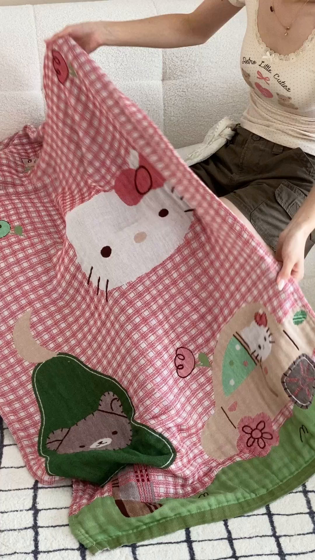 91家纺网 家纺一手货源 找家纺 麻依 2025新款软萌纱布浴巾四层全棉纱布浴巾 凯蒂时光 80*160