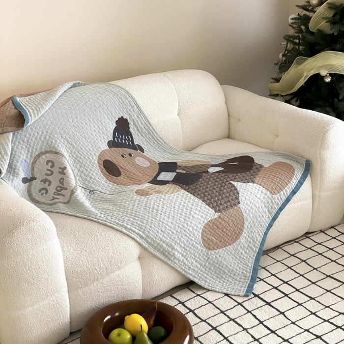 麻依 2025新款软萌纱布浴巾四层全棉纱布浴巾 快乐卡皮 80*160