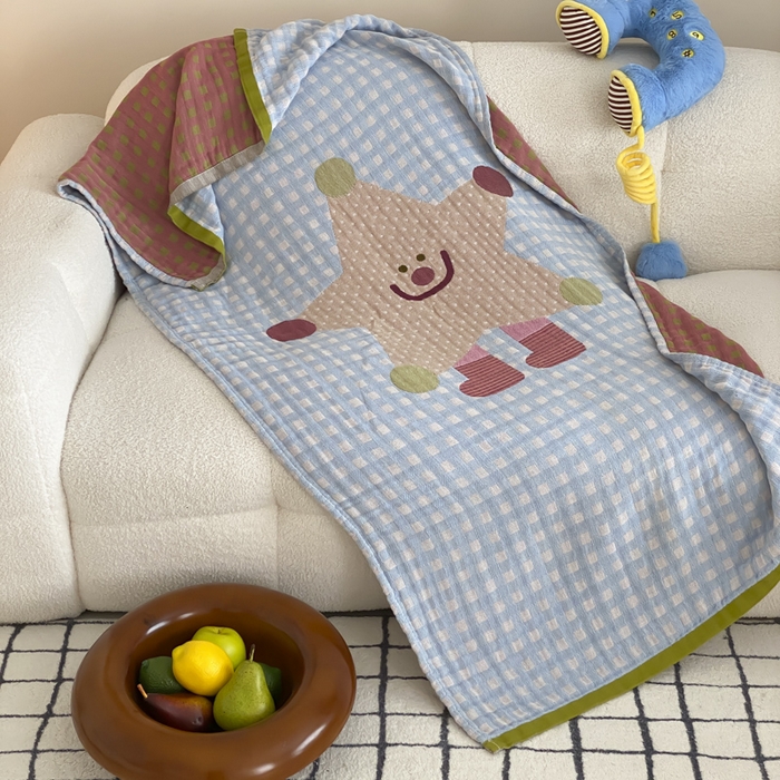 91家纺网 家纺一手货源 找家纺 麻依 2025新款软萌纱布浴巾四层全棉纱布浴巾 亮晶晶 80*160