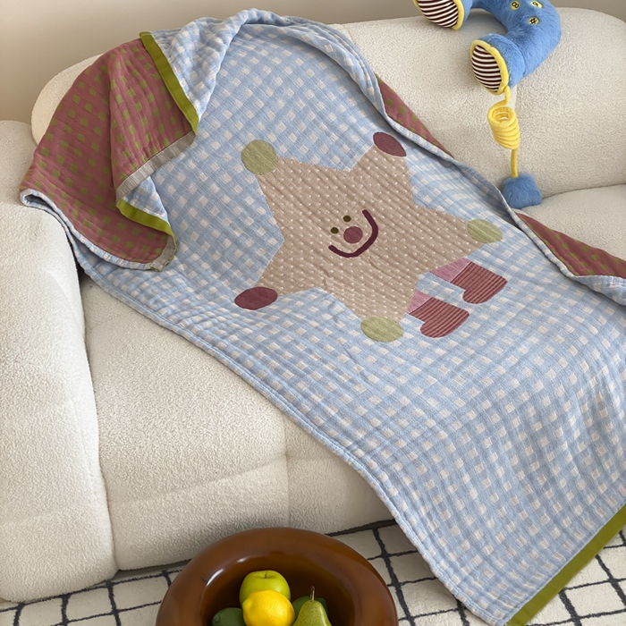 91家纺网 家纺一手货源 找家纺 麻依 2025新款软萌纱布浴巾四层全棉纱布浴巾 亮晶晶 80*160