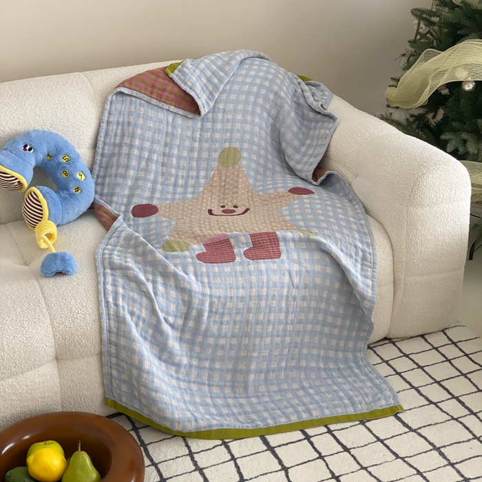 91家纺网 家纺一手货源 找家纺 麻依 2025新款软萌纱布浴巾四层全棉纱布浴巾 亮晶晶 80*160