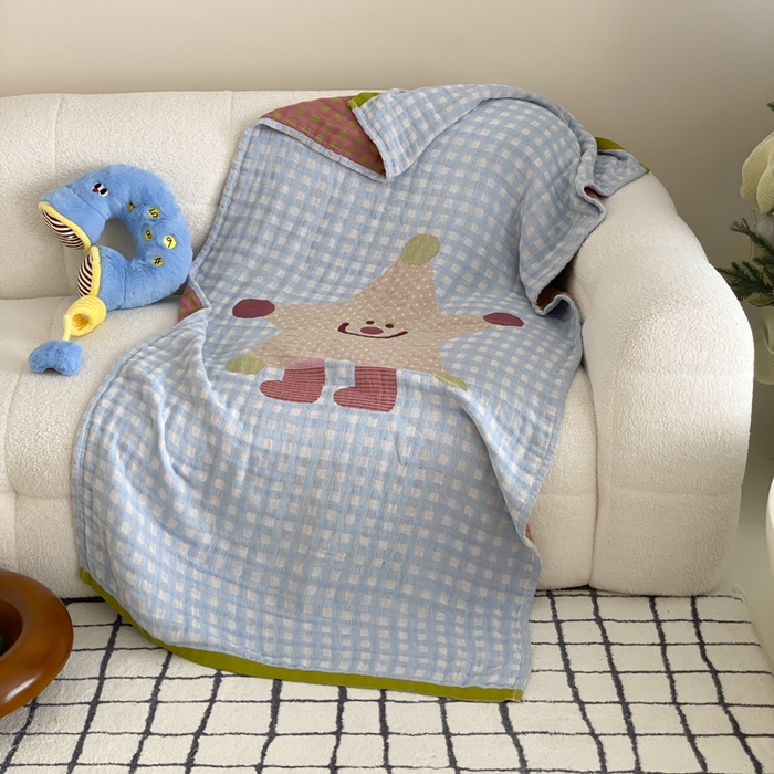 91家纺网 家纺一手货源 找家纺 麻依 2025新款软萌纱布浴巾四层全棉纱布浴巾 亮晶晶 80*160