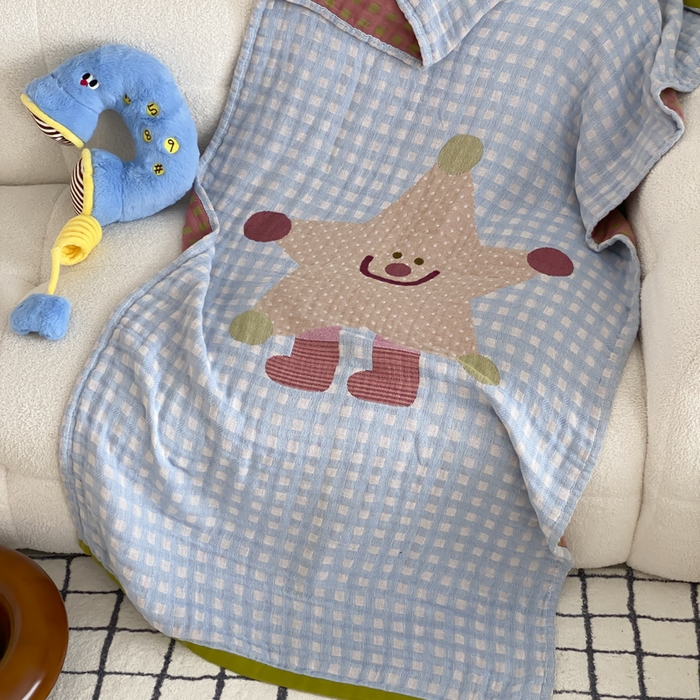 91家纺网 家纺一手货源 找家纺 麻依 2025新款软萌纱布浴巾四层全棉纱布浴巾 亮晶晶 80*160