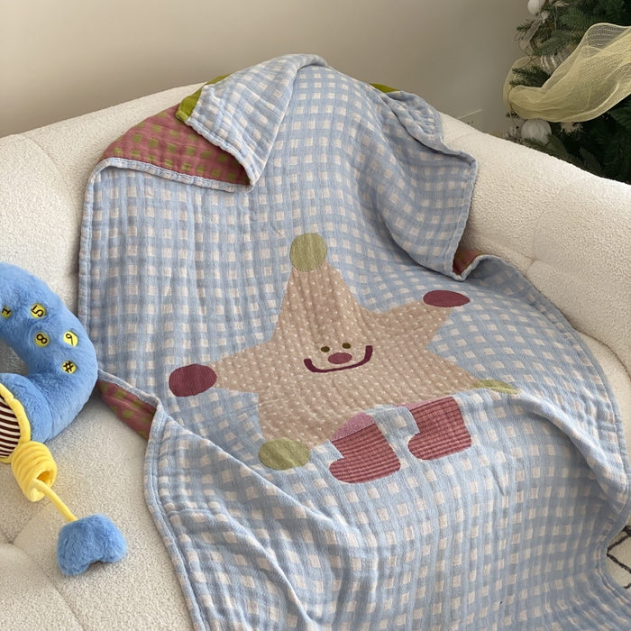 91家纺网 家纺一手货源 找家纺 麻依 2025新款软萌纱布浴巾四层全棉纱布浴巾 亮晶晶 80*160