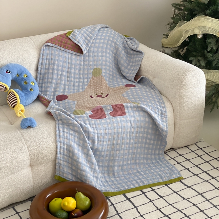 91家纺网 家纺一手货源 找家纺 麻依 2025新款软萌纱布浴巾四层全棉纱布浴巾 亮晶晶 80*160