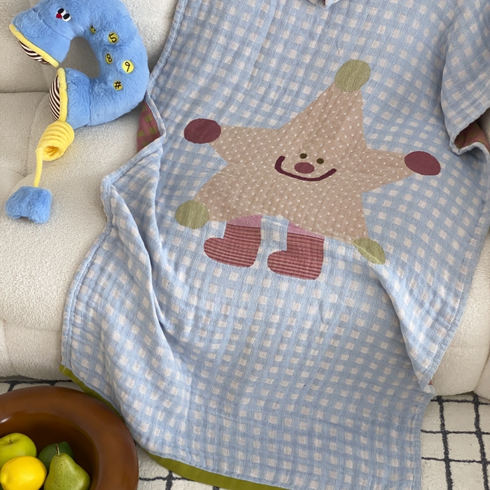 91家纺网 家纺一手货源 找家纺 麻依 2025新款软萌纱布浴巾四层全棉纱布浴巾 亮晶晶 80*160