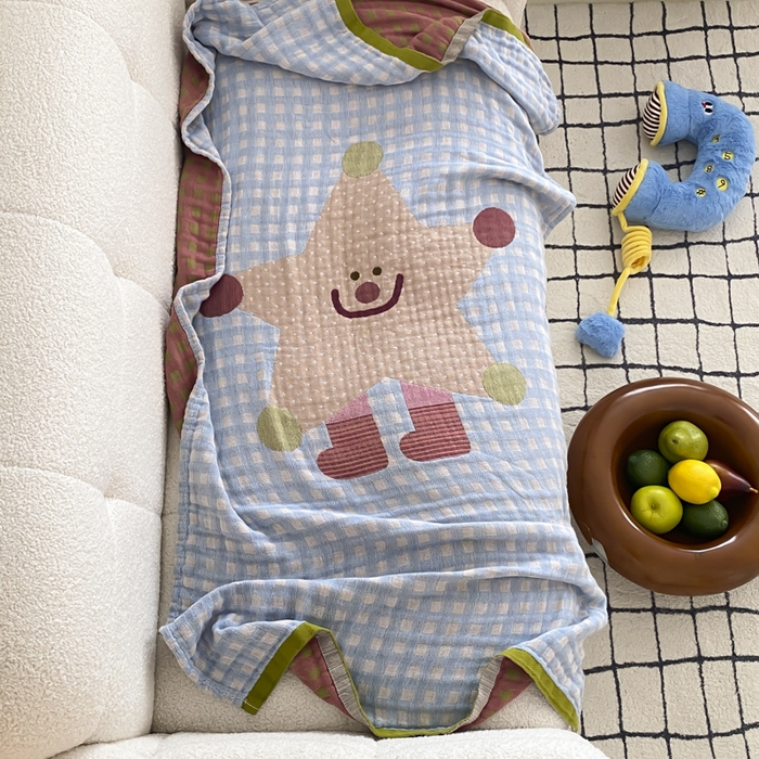 91家纺网 家纺一手货源 找家纺 麻依 2025新款软萌纱布浴巾四层全棉纱布浴巾 亮晶晶 80*160