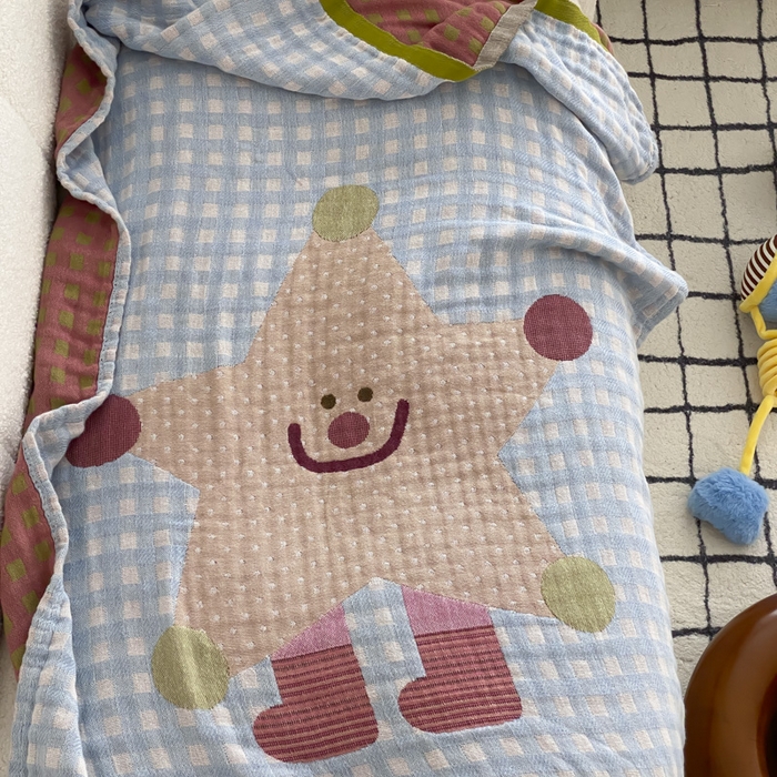 91家纺网 家纺一手货源 找家纺 麻依 2025新款软萌纱布浴巾四层全棉纱布浴巾 亮晶晶 80*160