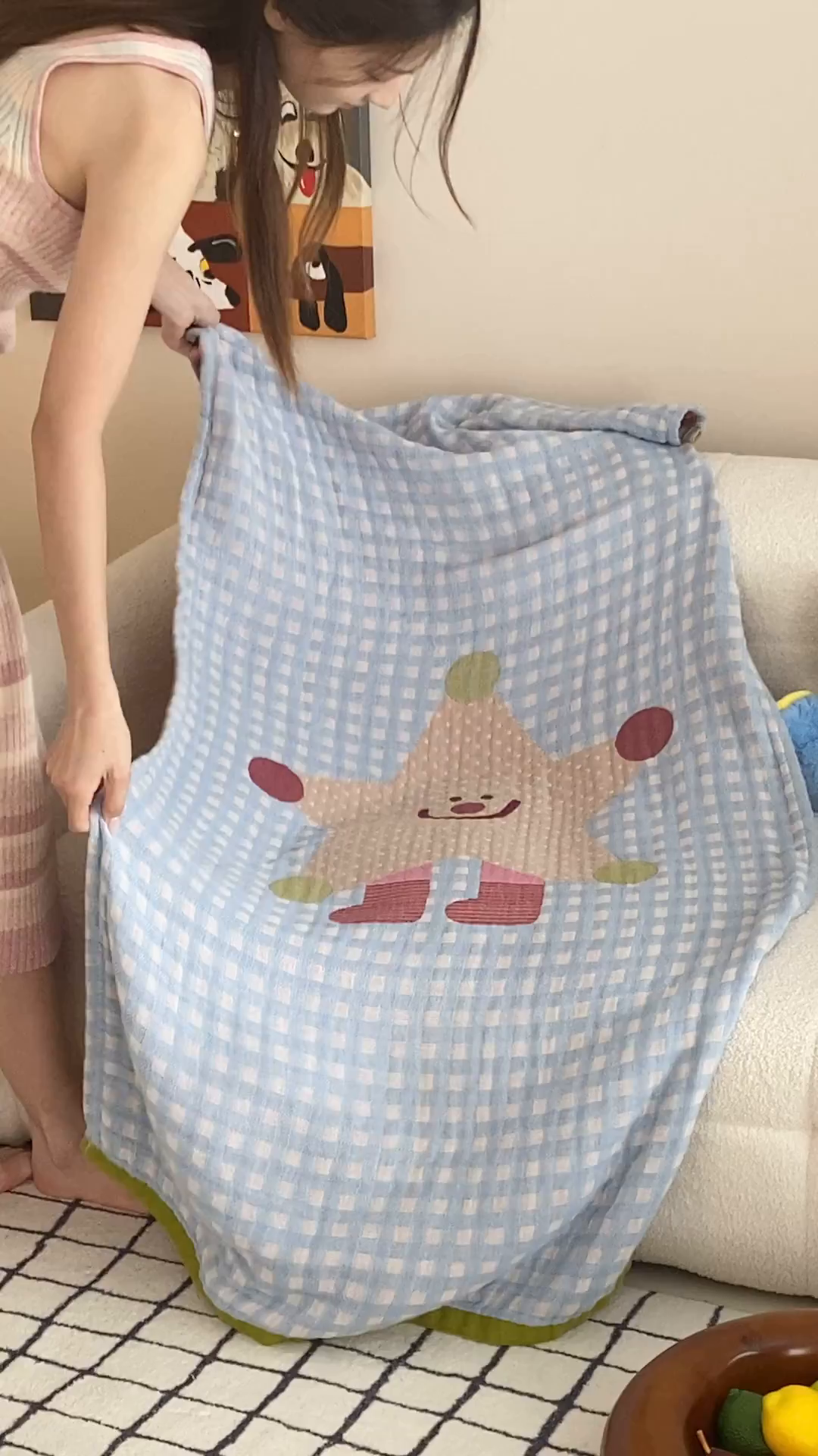 91家纺网 家纺一手货源 找家纺 麻依 2025新款软萌纱布浴巾四层全棉纱布浴巾 亮晶晶 80*160