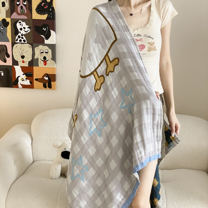 91家纺网 家纺一手货源 找家纺 麻依 2025新款软萌纱布浴巾四层全棉纱布浴巾 星格小鸭 80*160