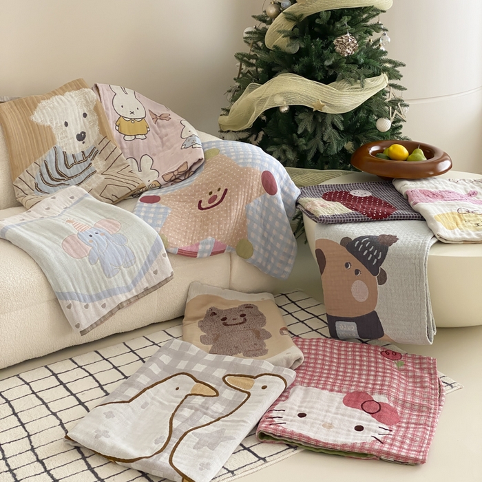 91家纺网 家纺一手货源 找家纺 麻依 2025新款软萌纱布浴巾四层全棉纱布浴巾 组合图 80*160