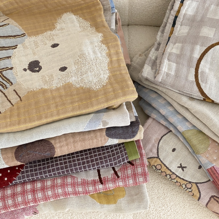 91家纺网 家纺一手货源 找家纺 麻依 2025新款软萌纱布浴巾四层全棉纱布浴巾 组合图 80*160