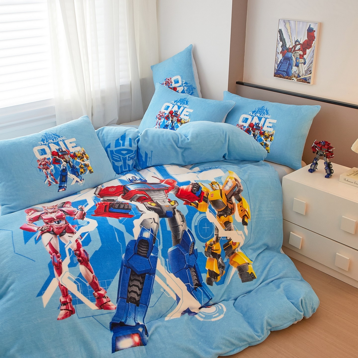 91家纺网 家纺一手货源 找家纺 （总）蘭菲家纺 2025新款变形金刚牛奶绒四件套