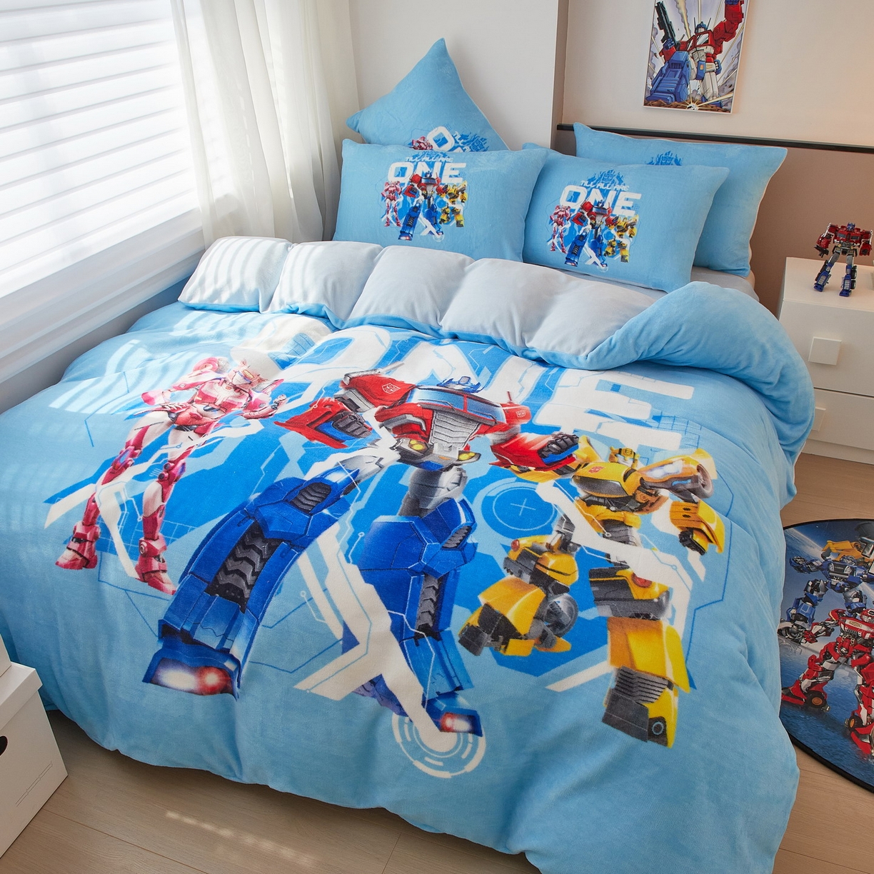 91家纺网 家纺一手货源 找家纺 （总）蘭菲家纺 2025新款变形金刚牛奶绒四件套