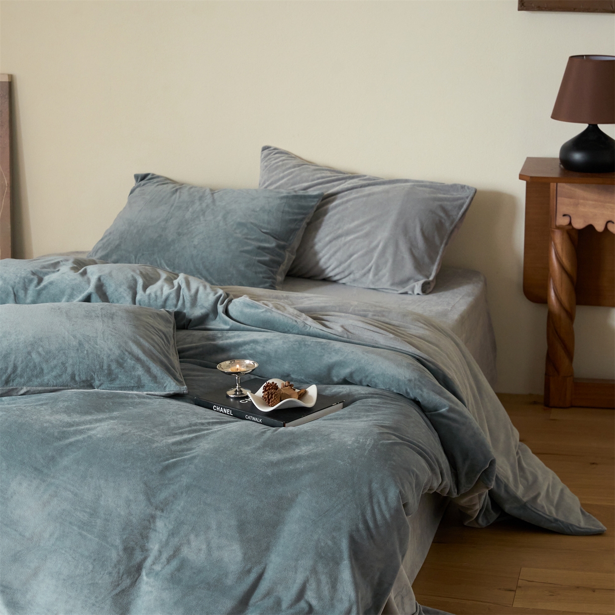 121 2025新款轻奢新法式德芙绒宝宝绒婴儿绒短毛绒牛奶绒四件套床单被套 冷灰烟灰