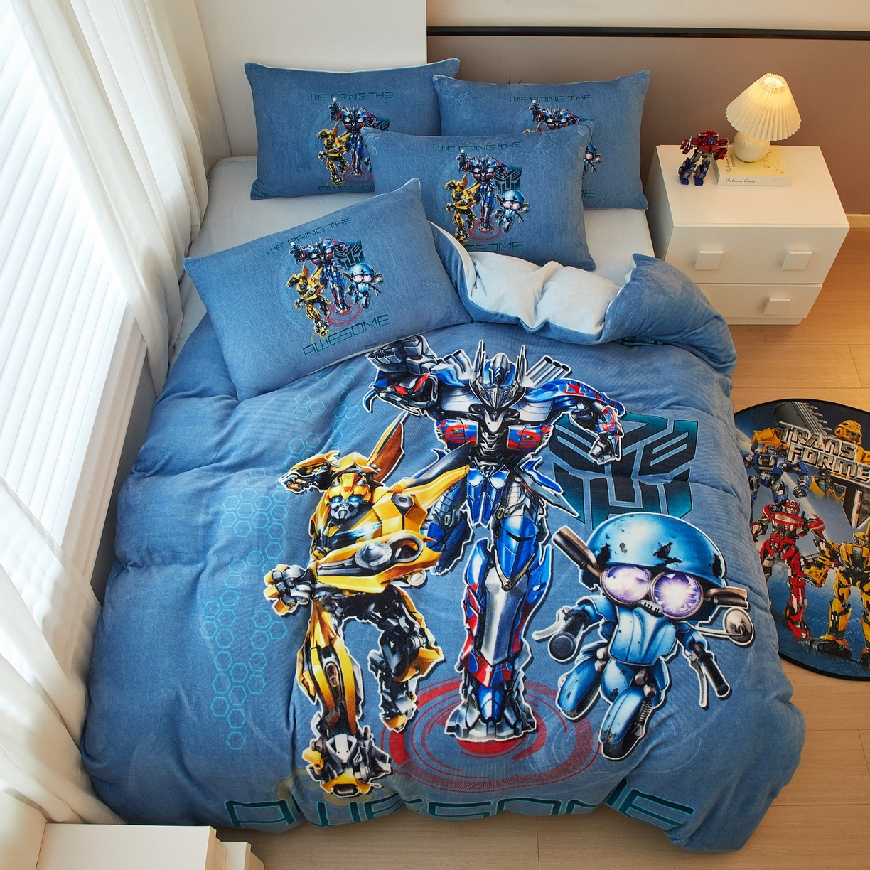 91家纺网 家纺一手货源 找家纺 （总）蘭菲家纺 2025新款变形金刚牛奶绒四件套